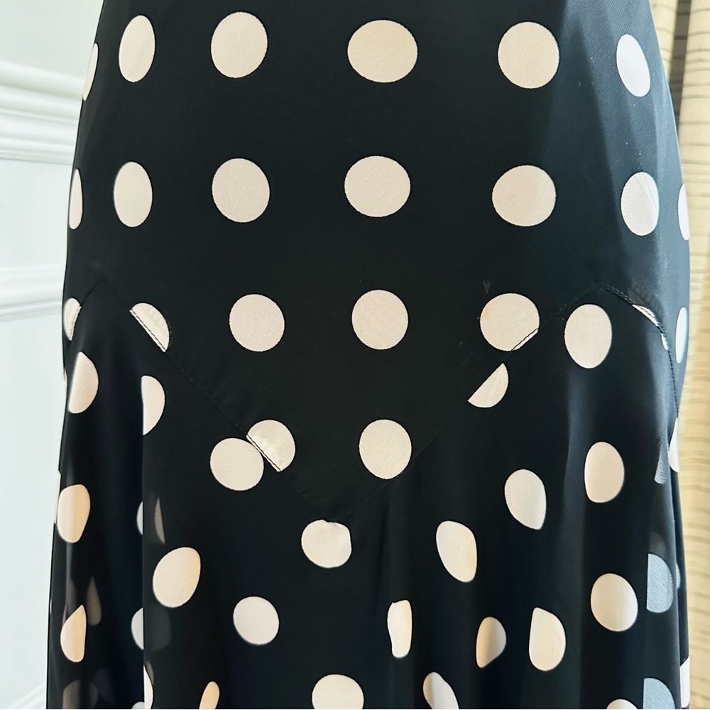 Lennie for Nina Leonard Black & White Polka Dot Cowl Neck Kentucky Derby Dress - Picture 4 of 14